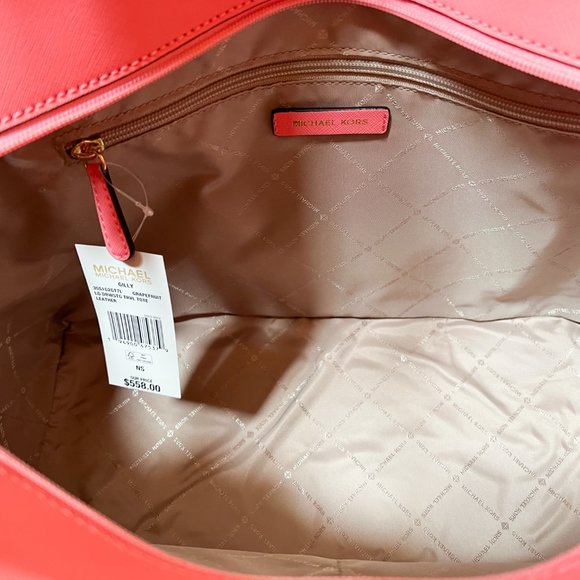 Michael Kors Gilly Large Drawstring Travel Tote Shoulder Bag Grapefruit Pink - Picture 8 of 10